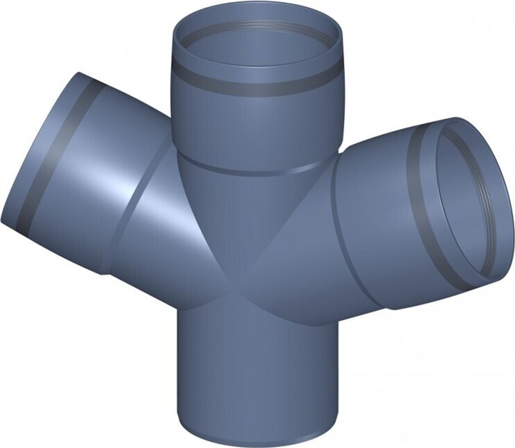 PoloPlast POLO KAL XS Doppelabzweig DN 90/90/90, 67,5 Grad, Horizontal