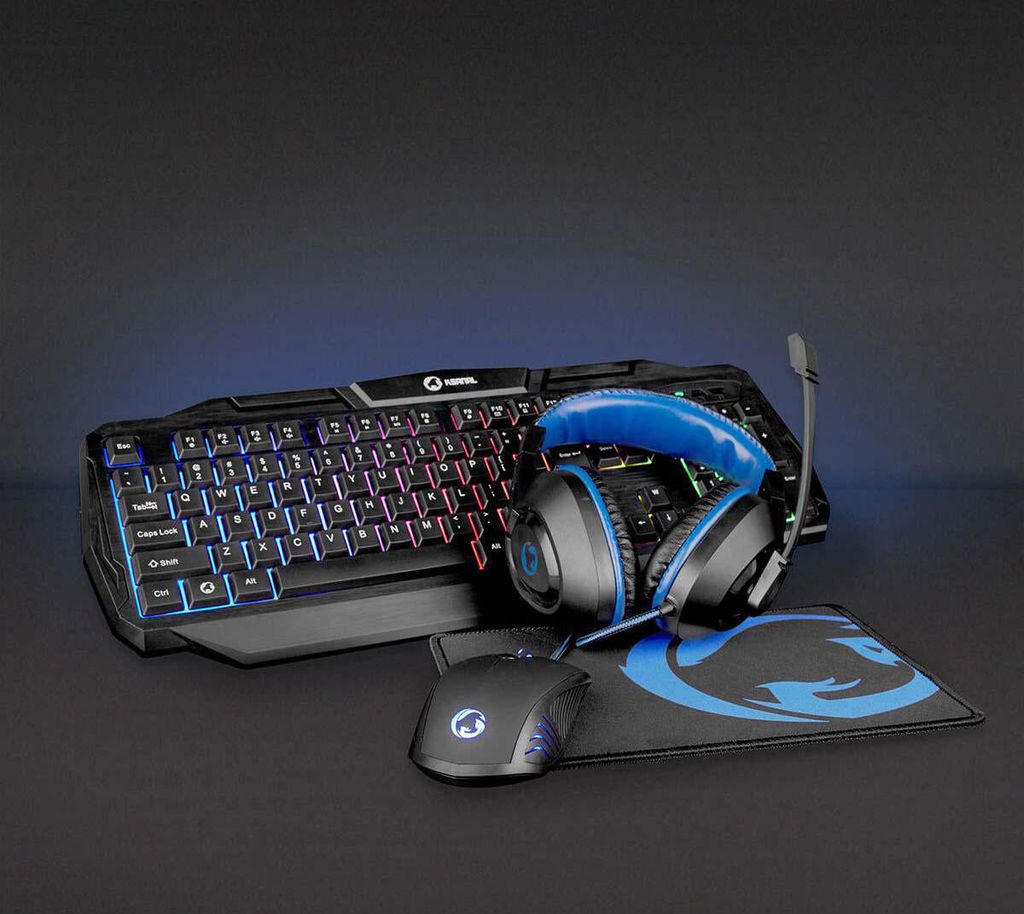 Nedis Gck41100Bkus Gaming Combo Kit 4 In 1 Toetsenbord, Koptelefoon, Muis, Muismat