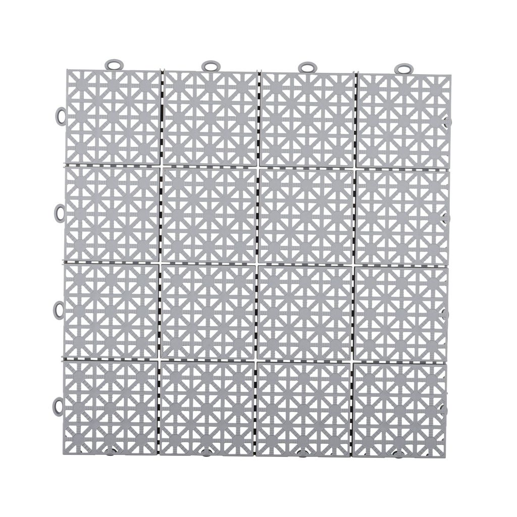 Steckfliesen für Balkon aus Kunststoff Bodenfliesen grau in 30 x 30 cm mit Klicksystem ideal für Pool Garage und Zelt