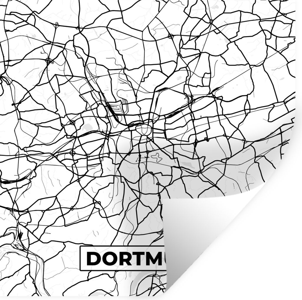 MuchoWow Wandtattoo Wandsticker Wandaufkleber Dortmund - Karte - Stadtplan 100x100 cm Selbstklebend und Repositionierbar - Wierderverwendbar - Se...