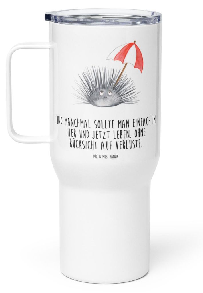 Mr. & Mrs. Panda Teetasse Seeigel - Weiß - Geschenk, Hier und Jetzt, Autobecher, Leben, Lebe, Kaffee-to-go-Becher, Edelstahl-Thermobecher, thermos...