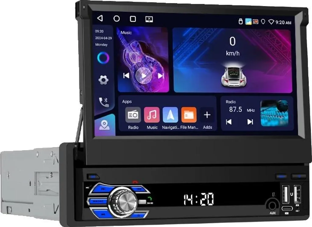 Autoradio GPS tactile 7 pouces 4 64G sans fil pour navigation et musique