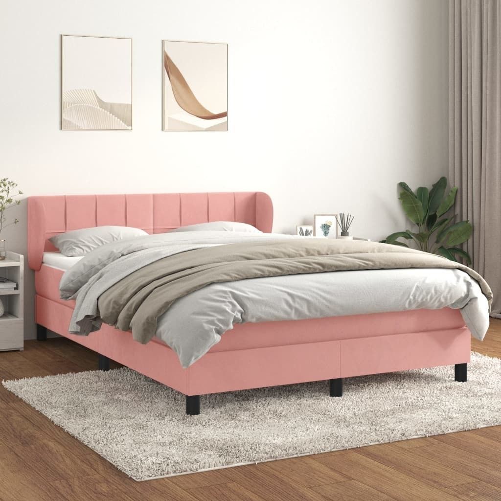 The Living Store Boxspringbett mit Matratze Rosa 140x200 cm Samt