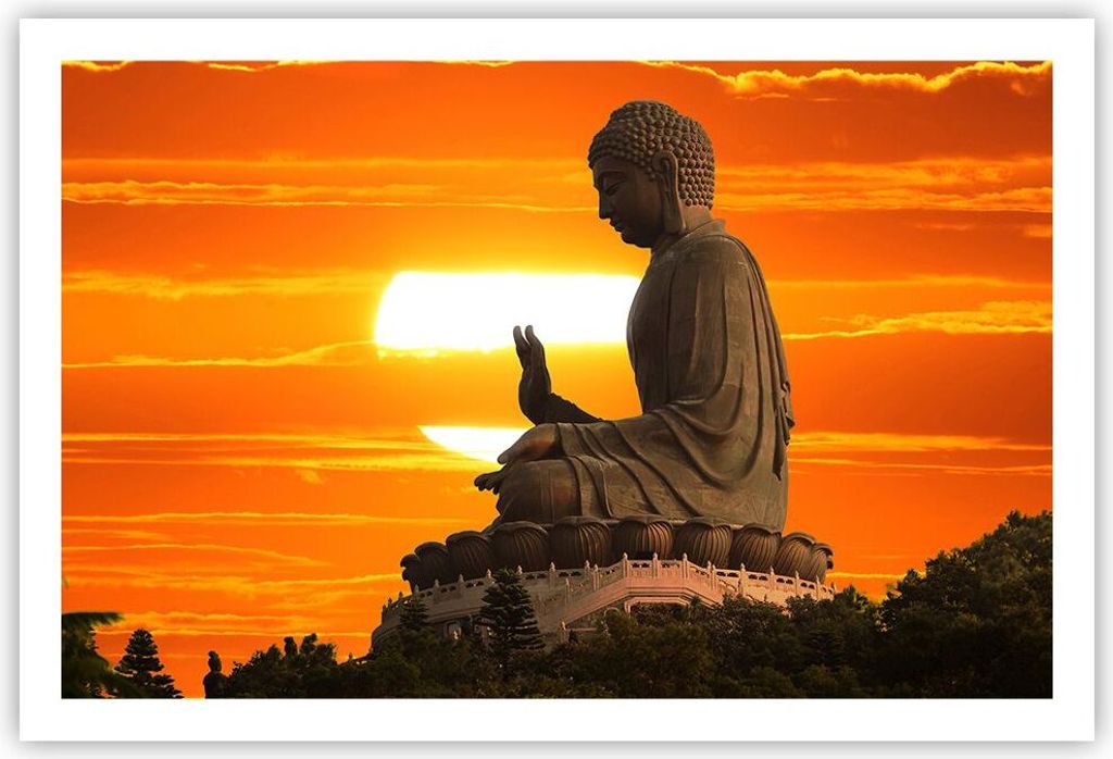 Poster - Poster ohne Rahmen - tempel buddha - 91,5x61 cm - Wand Bild - Wanddeko - Wandbilder - Kunstposter - Wandposter - Bilder - Kunstdruck - Wan...