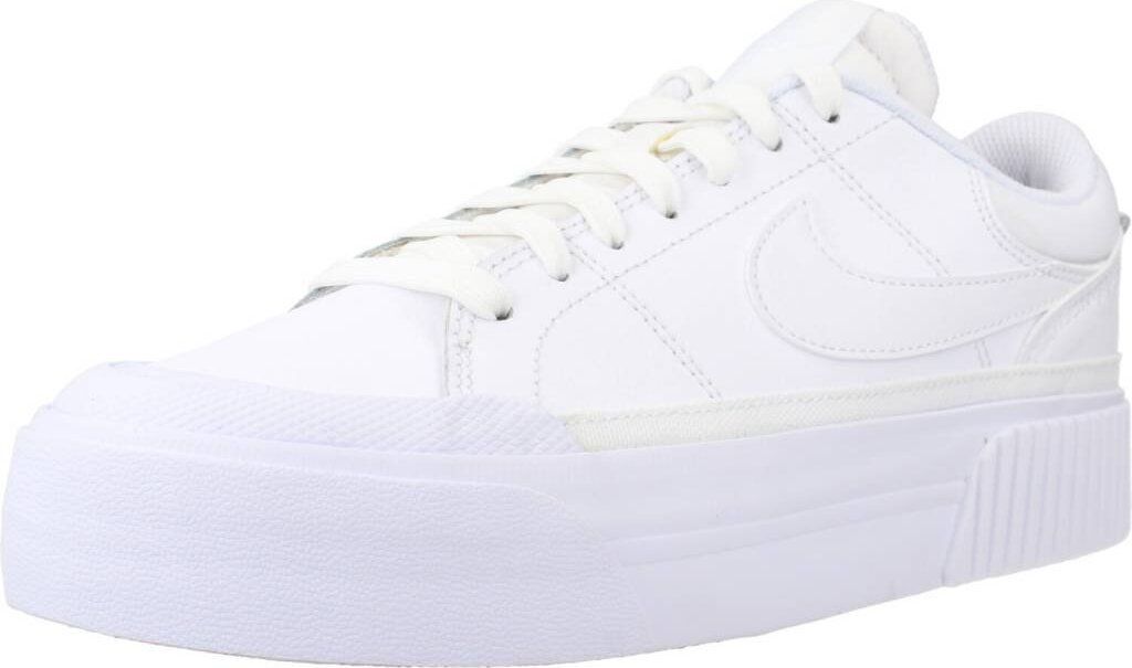 A white Nike Court Legacy Lift sneaker is shown from a side angle against a white background.