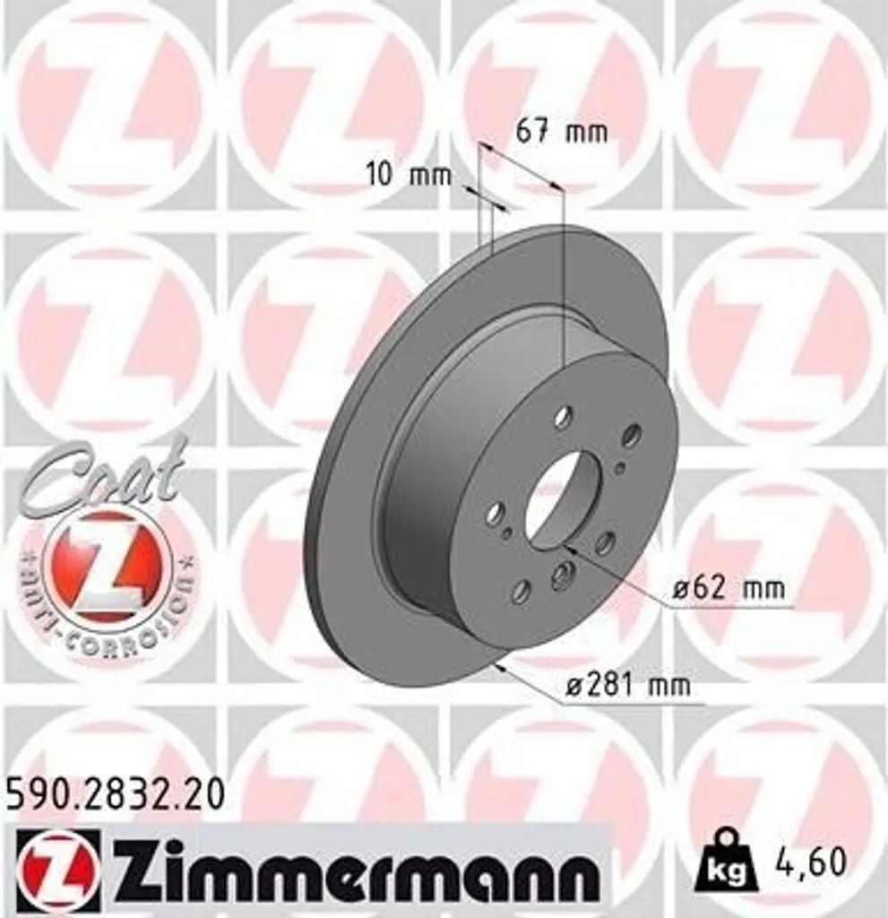 Zimmermann 590.2832.20 Disque de Frein pour Lexus ES et Toyota Camry