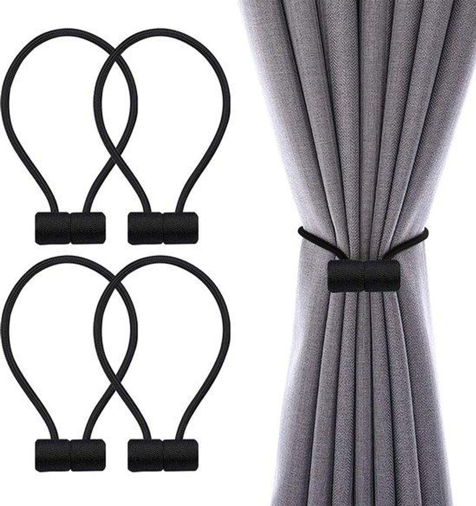 Magnetische Vorhangsschnüre schwarz 4er Set