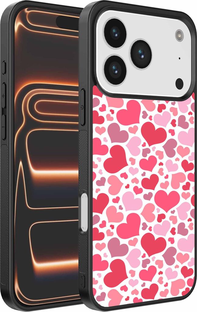 Geeignet für iPhone 17 Pro Max Phone Case mit Herzen Print - Hearts Design TPU Backcover Case - Kids Case mit Herzen Design - Smartphonics