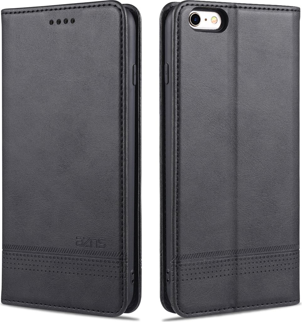 LaimTop LederHülle für iPhone 6s, Klapphüllen Brieftasche Magnetverschluss Ständer Schutzhülle für iPhone 6 / 6s Schwarz