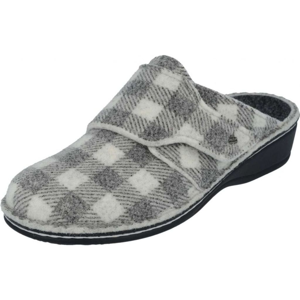 Finn Comfort Andermatt Damen Hausschuhe Grey, Karofilz NEU Produktbild 