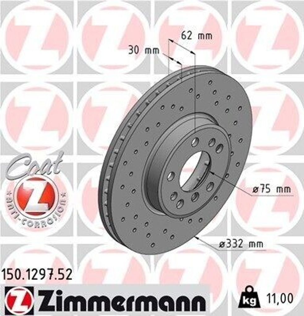 ZIMMERMANN 150.1297.52 - Bremsscheibe für X5 (E53)