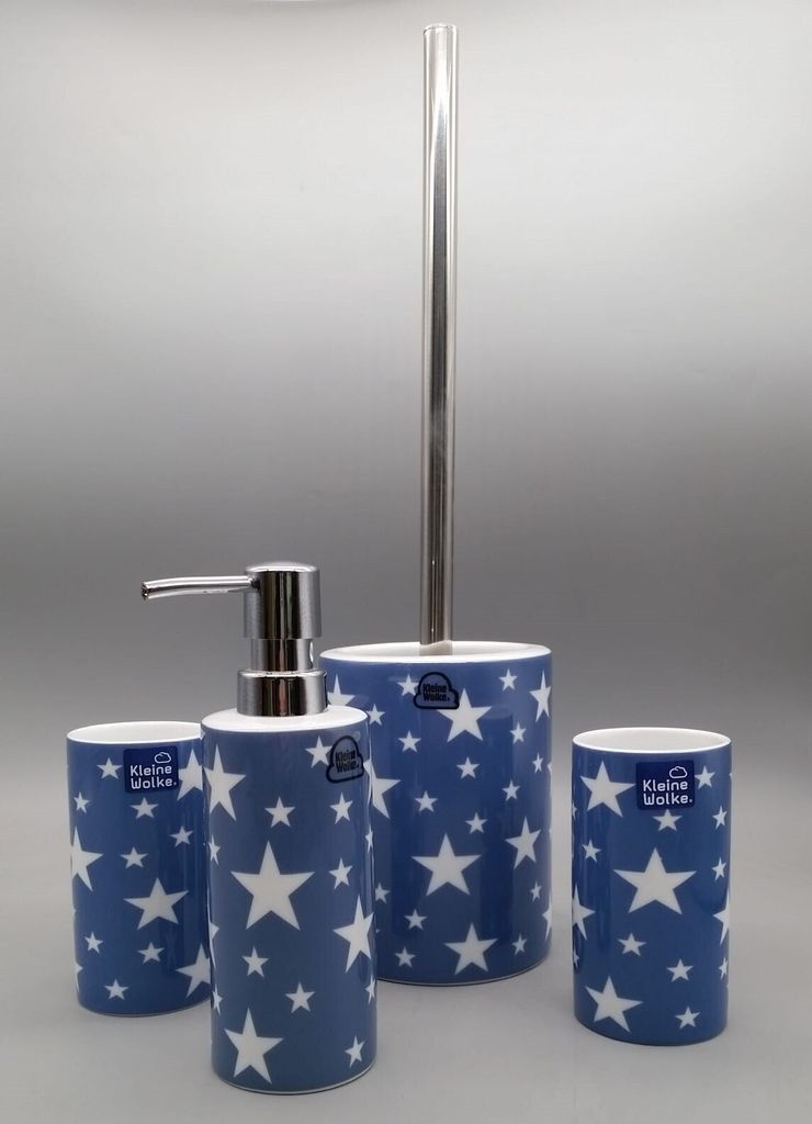 WC-Garnitur Nova, Badzubehör, mare blau, stars, Seifenspender, 2 Becher