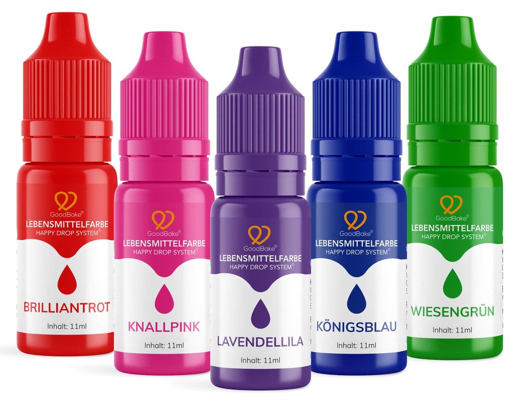 GoodBake Lebensmittelfarben 5er Set – flüssig, backfest, Produktbild 