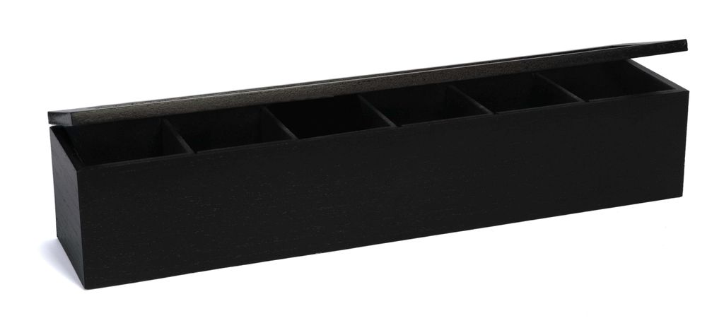 Sakura Tea Teebox - Schwarz - 6-Fächer - mit Samt - 43 x 9 Produktbild 
