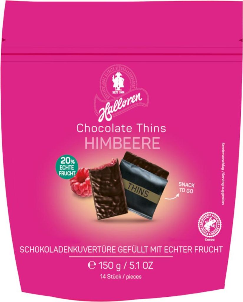 Halloren Chocolate Thins Raspberry z dodatkiem malin Zdjęcie produktu 