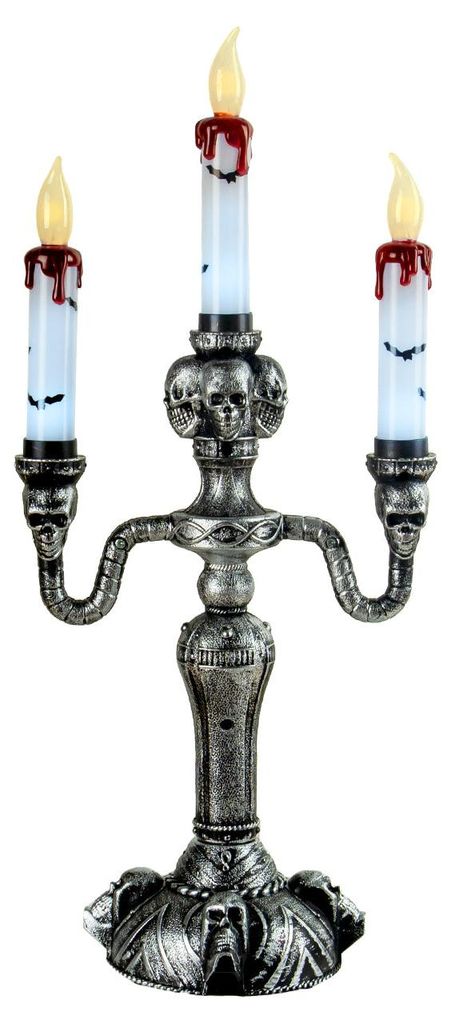 Totenschädel Kerzenständer mit LED Kerzen als Halloween Produktbild 