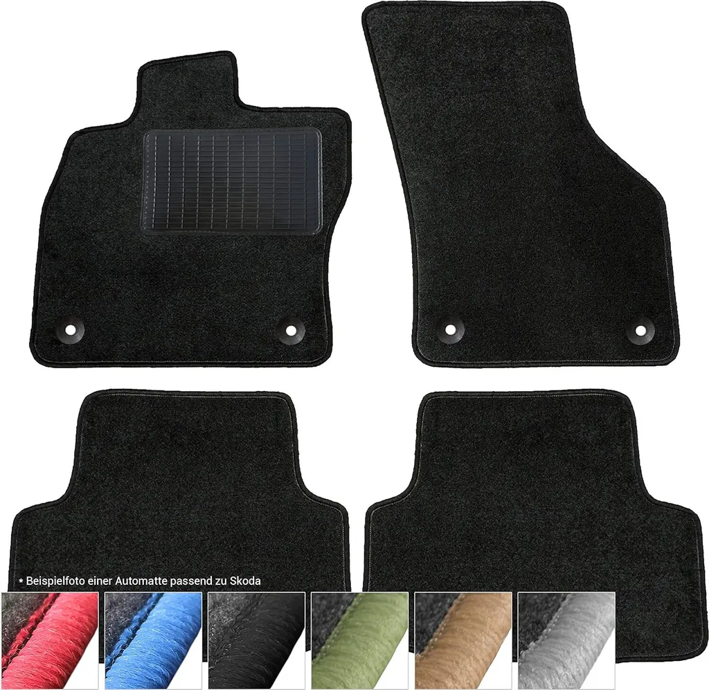 moto-MOLTICO Tappetini Auto Velours Tappetini Auto Nero Set 4 pezzi adatto per Skoda Yeti dal 2009 (Nero - cuciture decorative)