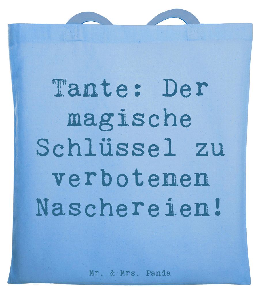 Mr. & Mrs. Panda Jutebeutel Spruch Zauberhafte Tante - Sky Blue - Geschenk, Freude, Shopping Tasche, Tote Bag, Geheimnis, Familie, Stoffbeutel, Ver...