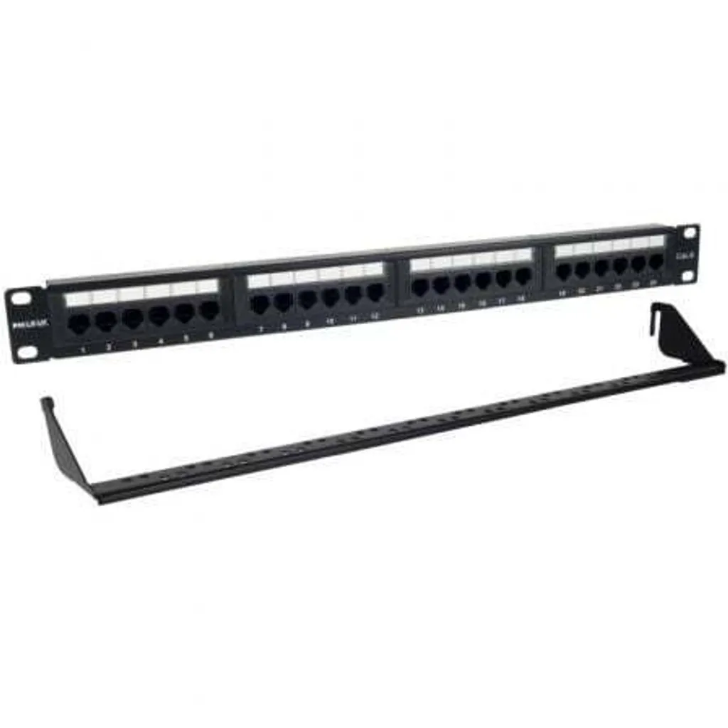 Panneau de Brassage Cat. 6 Phasak 24 Ports 1U avec Gestion de Câbles