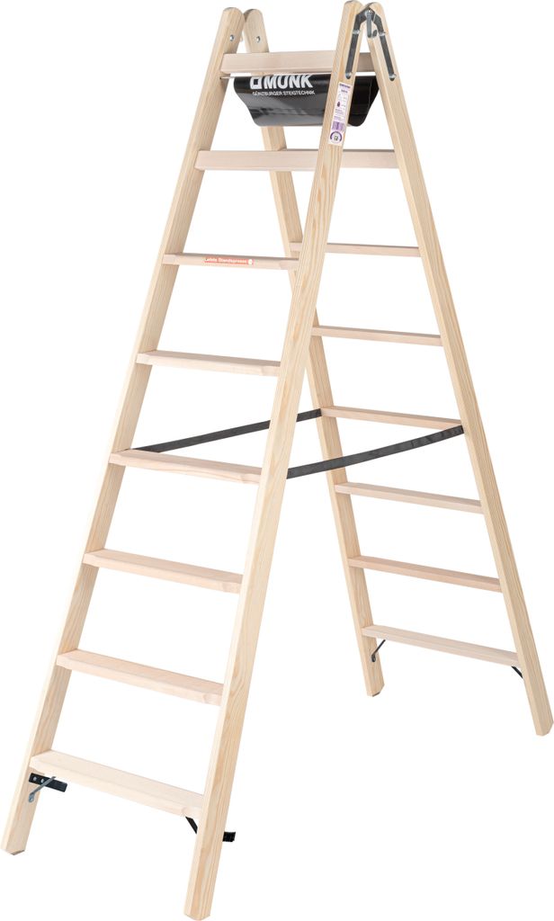 Stufen-Stehleiter Holz beidseitig begehbar 2x8 Stufen