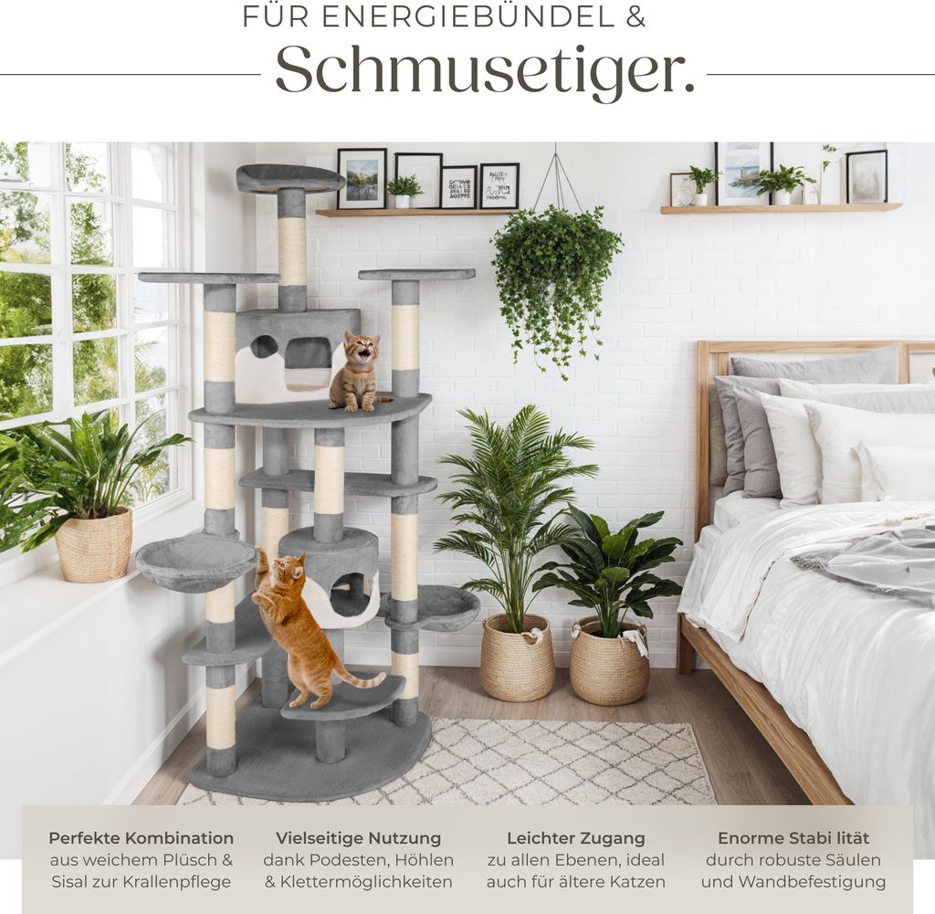 Kratzbaum Fippi 201 cm inklusive Spielkordel und Kippschutz Produktbild 3