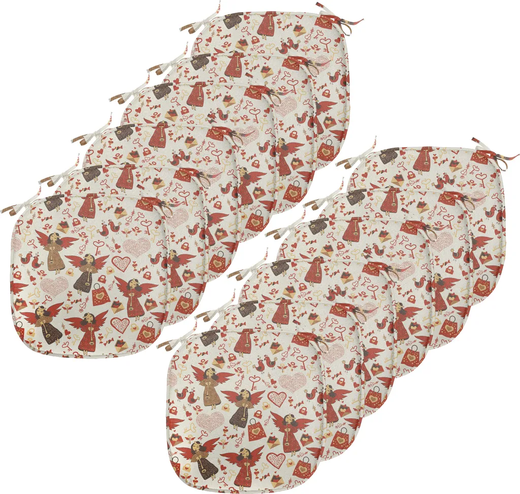 Coussin de Chaise Imperméable Lot de 12 Galettes avec Sangles 40x40 cm
