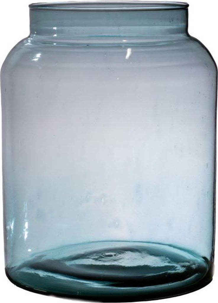 INNA-Glas Vase Martita aus Glas, recycelt, blau-klar, 25 cm, Ø 19 cm - Kerzenglas