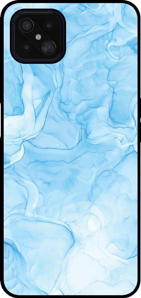 Smartphonica Handytasche Passend für Oppo A92s / Reno4 Z 5G mit Marmordruck - TPU Rückseitenschutzhülle Marmordesign - Hellblau