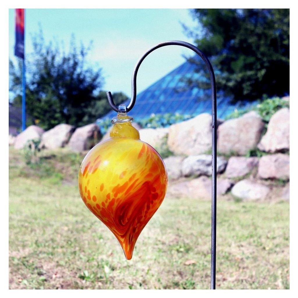 Gartenzwiebel Glaszwiebel zum Hängen, Höhe ca. 29 cm mit gebogenem Stab