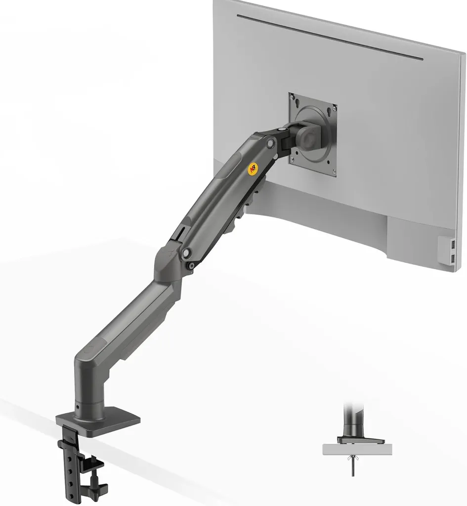 Supporto Triplo Per Monitor Ergo Office ER-408B - Molla A Gas, USB 3.0, Per Schermi 13-30" Fino A 7kg