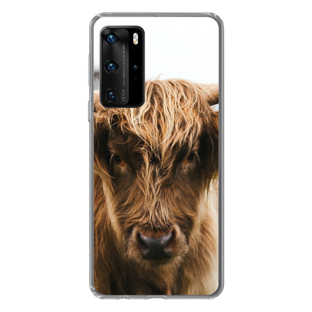 MuchoWow Handyhülle Schutzhülle Hülle für Huawei P40 Pro Schottischer Highlander - Kuh - Gras - Tiere - Natur Silikon Softcase Handy Hülle -...