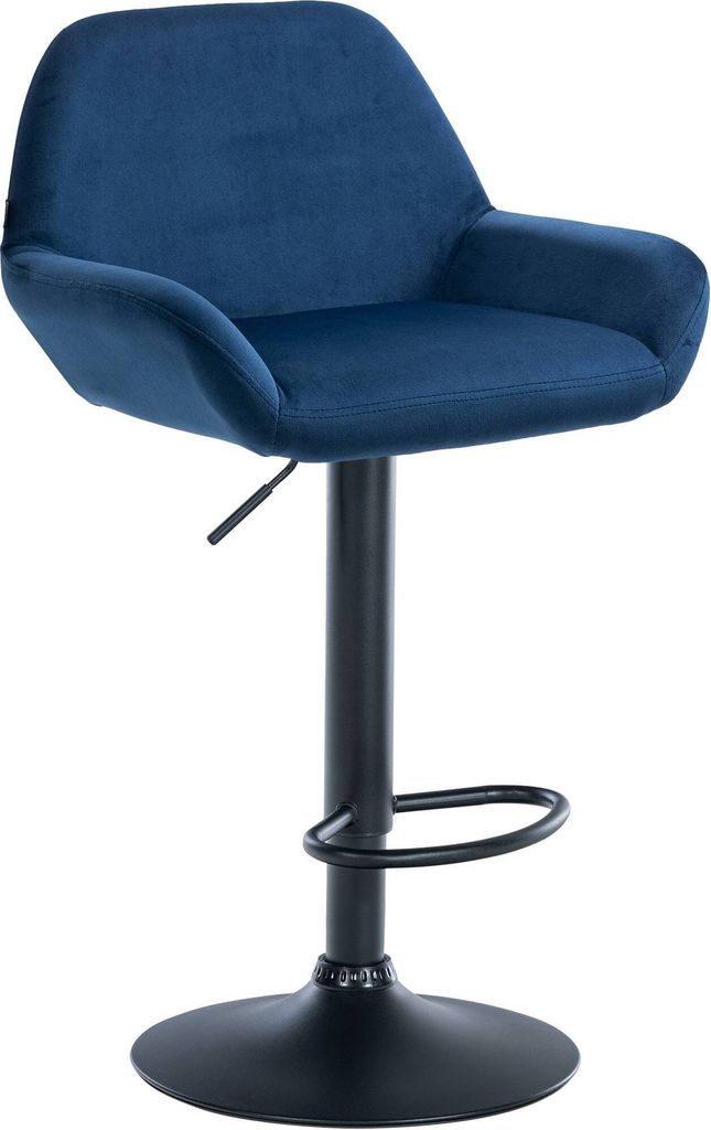 DELUKE Barhocker DUBLIN - Blau, Samt, Schwarz | Barhocker mit Lehne Barstuhl Tresenhocker Tresenstuhl Kneipenhocker Kneipenstuhl
