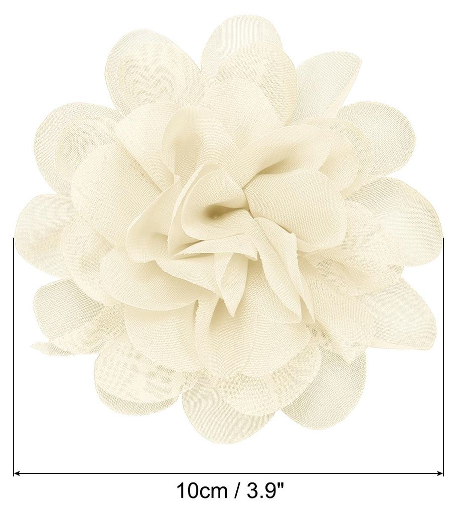 10Stk 3.9" Chiffon Blumen Netz Stoff Blumen N?hen Gewebe Ornamente Stirnband Verzierungen fš¹r Heimwerker Handwerk Hochzeit Dekor Beige