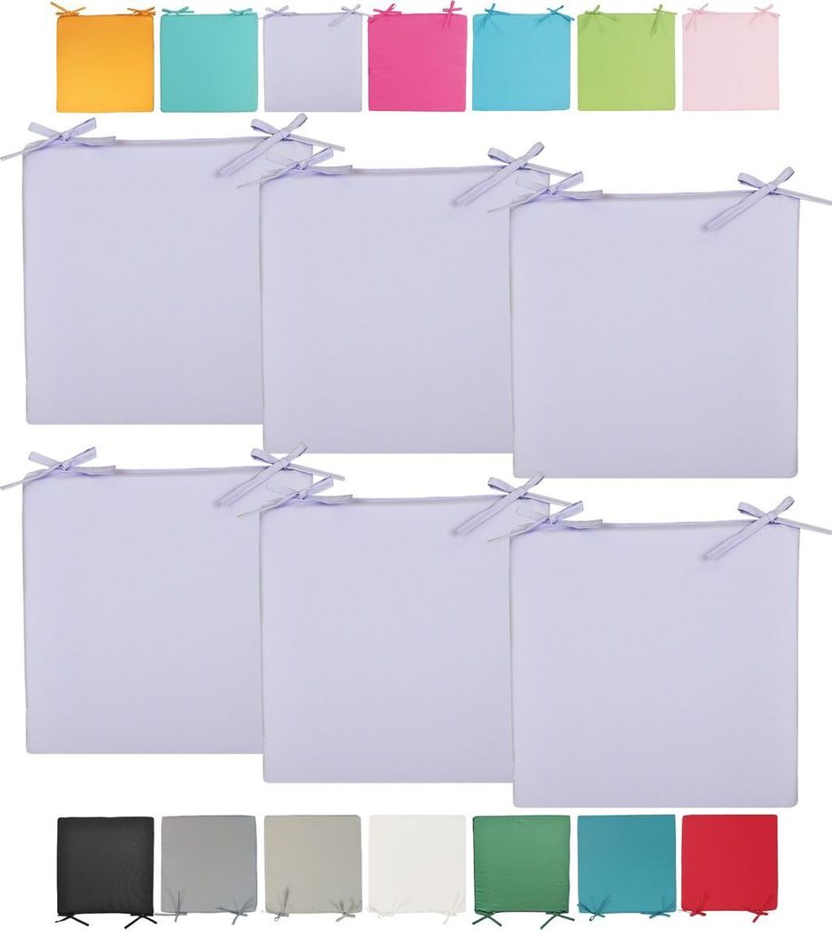 JACK Outdoor Stuhlkissen 40x40cm Lounge Kissen Auflage Wasserfest Sitzkissen Garten Lotus Effekt, Farbe:Flieder, Stückzahl:6x