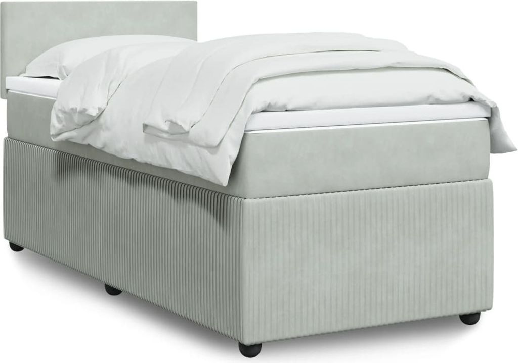 Maison Exclusive - Boxspringbett mit Matratze Hellgrau 90x190 cm Samt