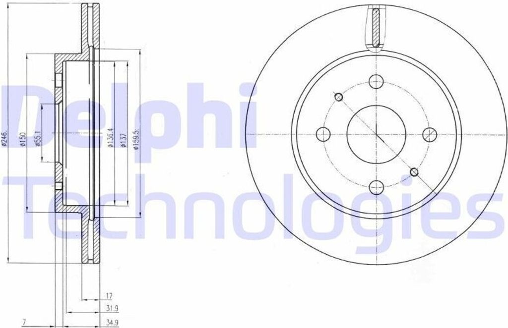 2x DELPHI Bremsscheibe BG4128 für SUBARU JUSTY IV für Produktbild 
