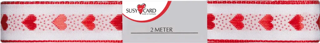 Ruban pour Cadeau de Saint-Valentin et Mariage Cœurs Rouges 15 mm x 2 m