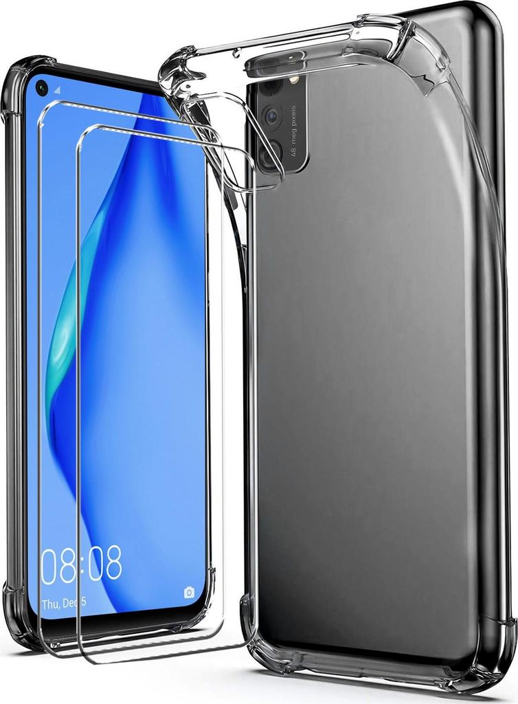 2in1 Schutz Cover Set für das Huawei Mate 20 besteht aus 2x 9H Glas Folie Display Schutzfolie und 1x Silikon Case Schutzhülle - Hülle in Transpa...