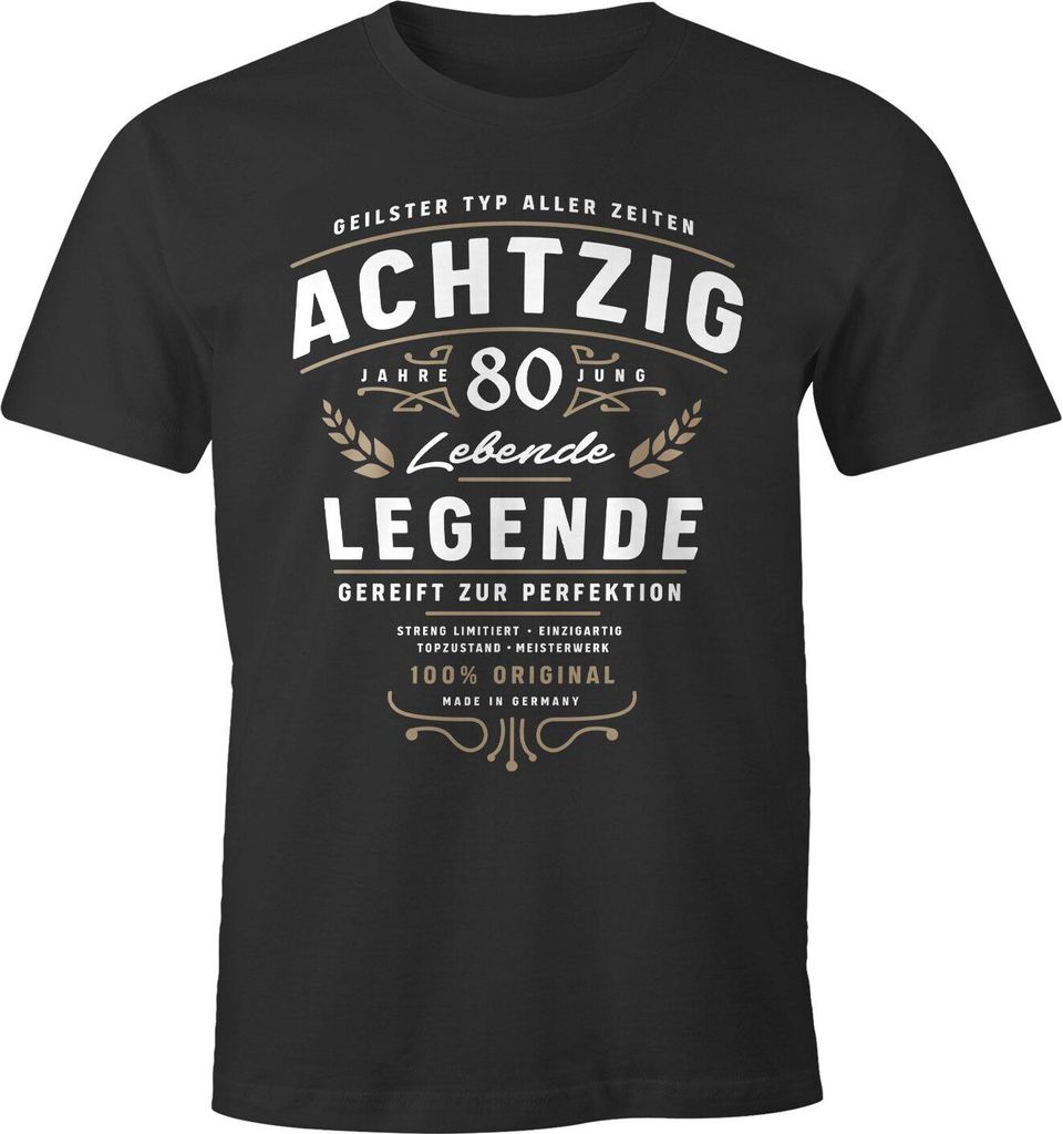 Herren T-Shirt Geburtstag Geschenk für Männer Lebende Legende Alter MoonWorks Achtzig anthrazit 5XL