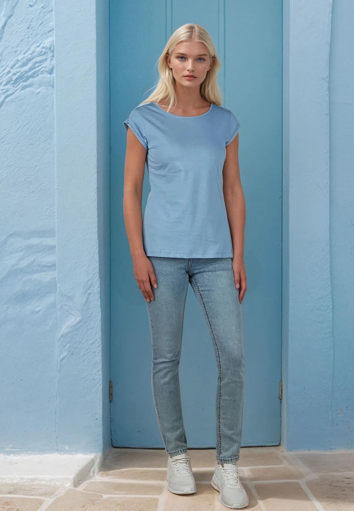 salzhaut Damen Shirt BIIKE S Leichtes Kurzarm Basic Oberteil für Frauen – Maritimes Rundhals Sommer Shirt Slim Fit – Designed in Hamburg