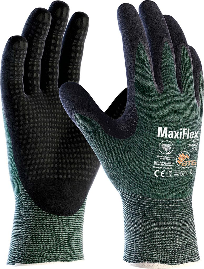 12 Paar Schnittschutz-Strickhandschuhe, "MaxiFlex Cut " ATG 34-8743, 2490 , Größe 8 (M)