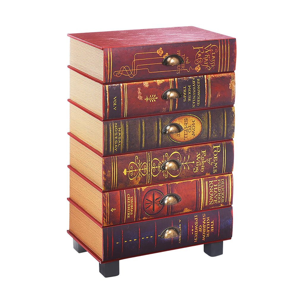 Kobolo Kommode Regal in Buchoptik - BOOKS - rot - 6 Fächer Produktbild 