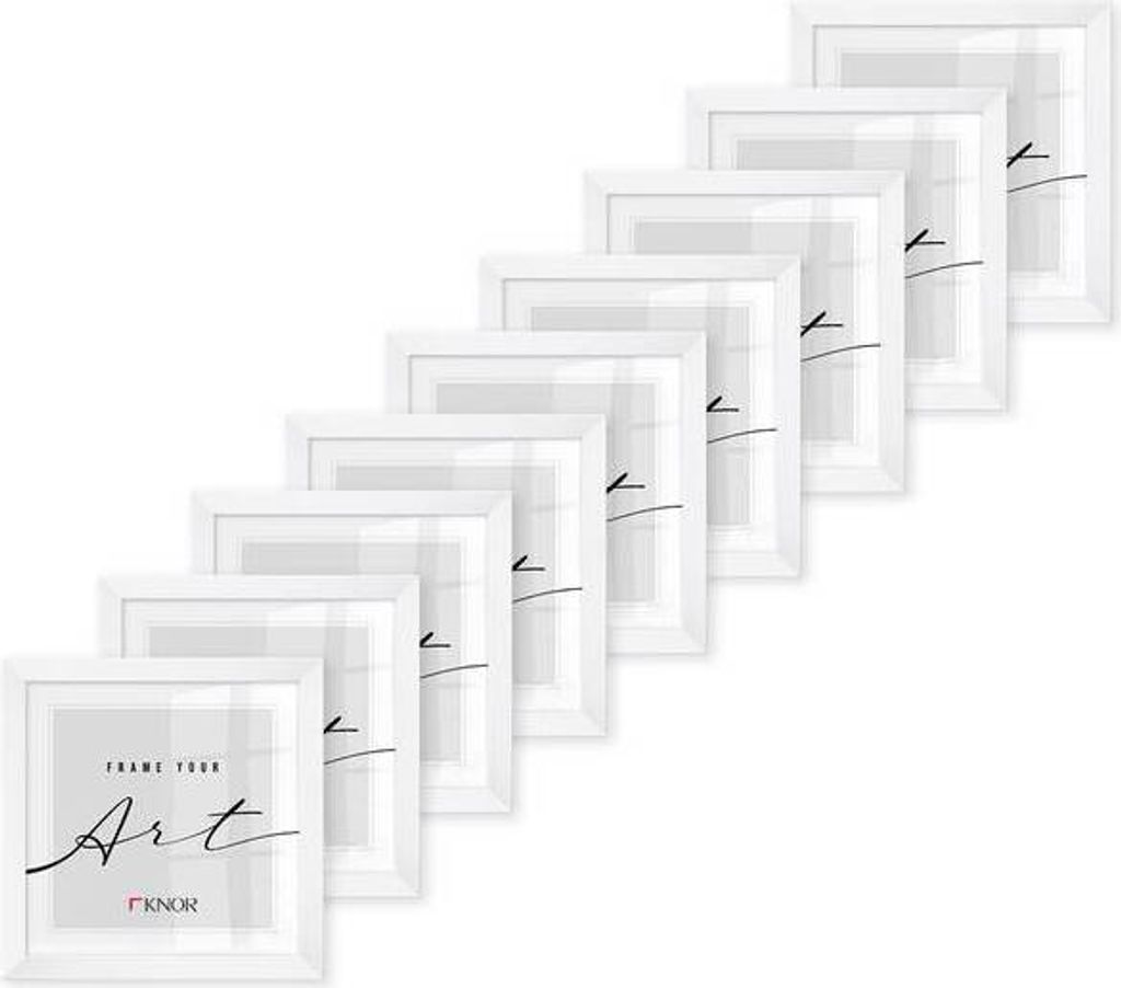 🖼️KNOR®️ Bilderrahmen 20x20 cm WEIß, 9er Set Posterrahmen, Produktbild 