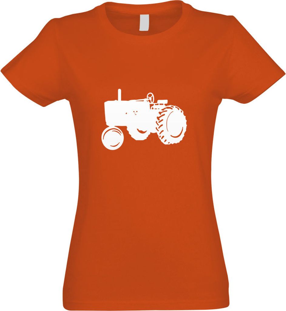 Kiwistar - T-Shirt tailliert - Damen - orange - Traktor - Schlepper - Großtraktor - mit Motiv Bedruckt - Funshirt Design - Sport - Freizeit - Dame...