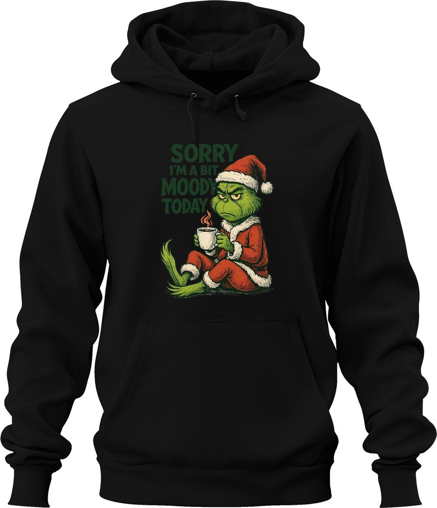 Grinch Weihnachten Sorry I'm a bit moody Kaffee lustig Vintage Uni Hoodie Kapuzenpullover, Schwarz, 3XL