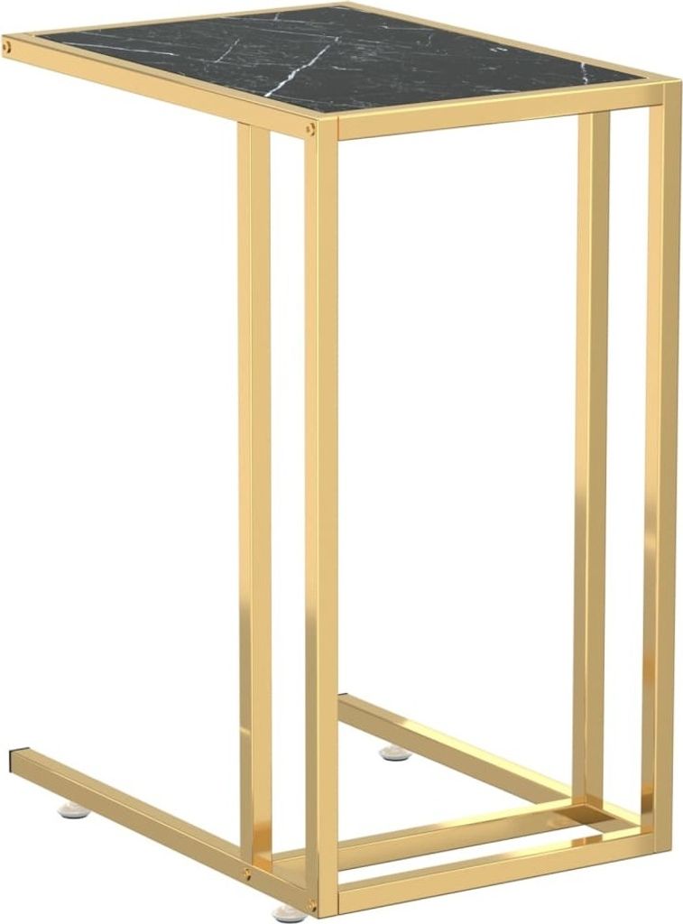 SYFAX Computer-Beistelltisch Schwarz Marmor 50x35x65 cm Hartglas