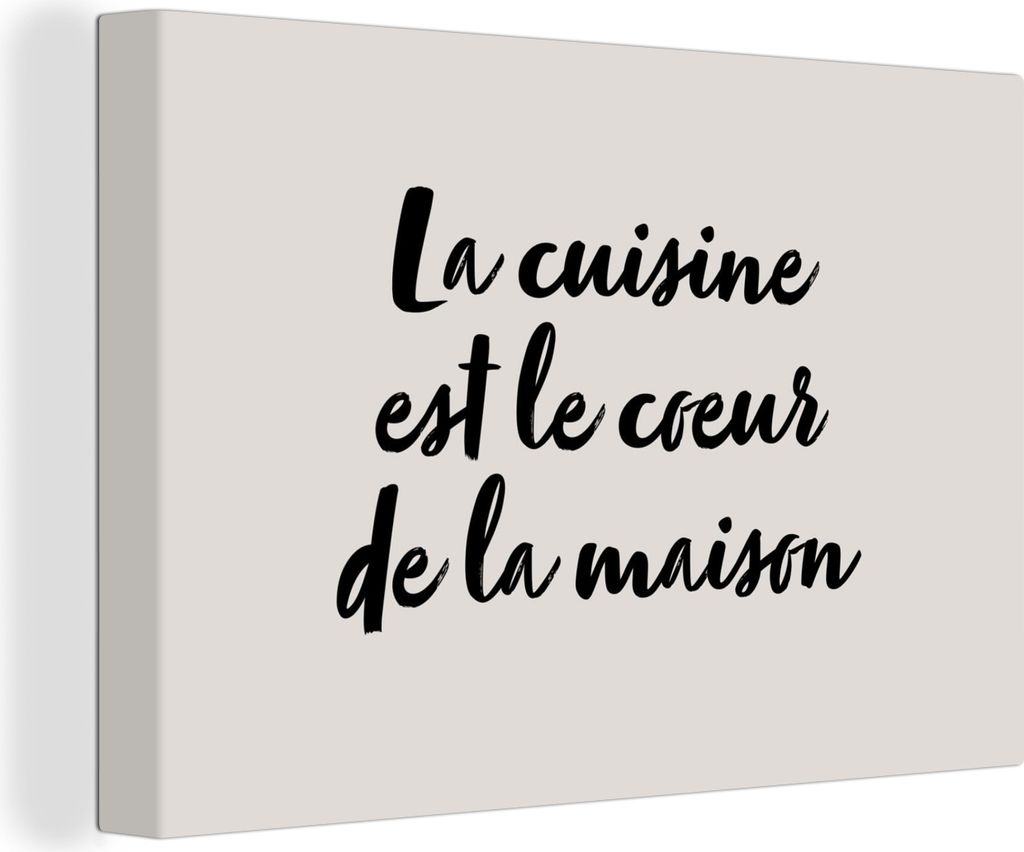 OneMillionCanvasses - Leinwandbilder - 150x100 cm, Sprichwörter - Zitate - La cuisine est le coeur de la maison - Kochen, Wandbilder Kunstdruck ...