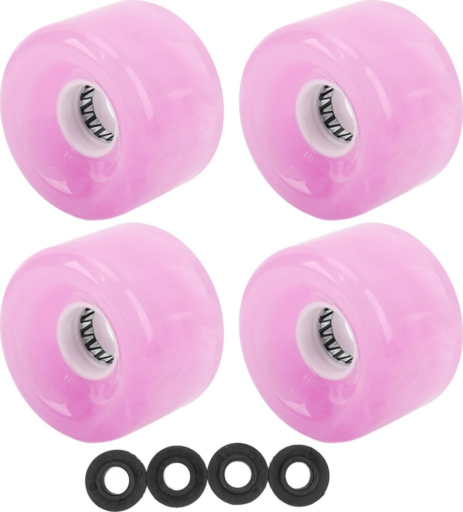 4-teiliges Skateboard-Rad-Set, Ersatz, 78A Härte, PU, durchscheinend, blinkend, für Longboard-Roller, Rosa