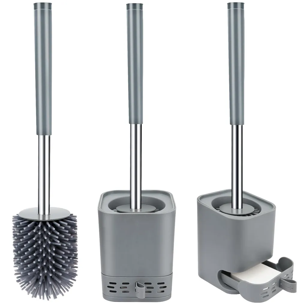 Brosse de toilettes silicone à séchage rapide et réservoir de récupération