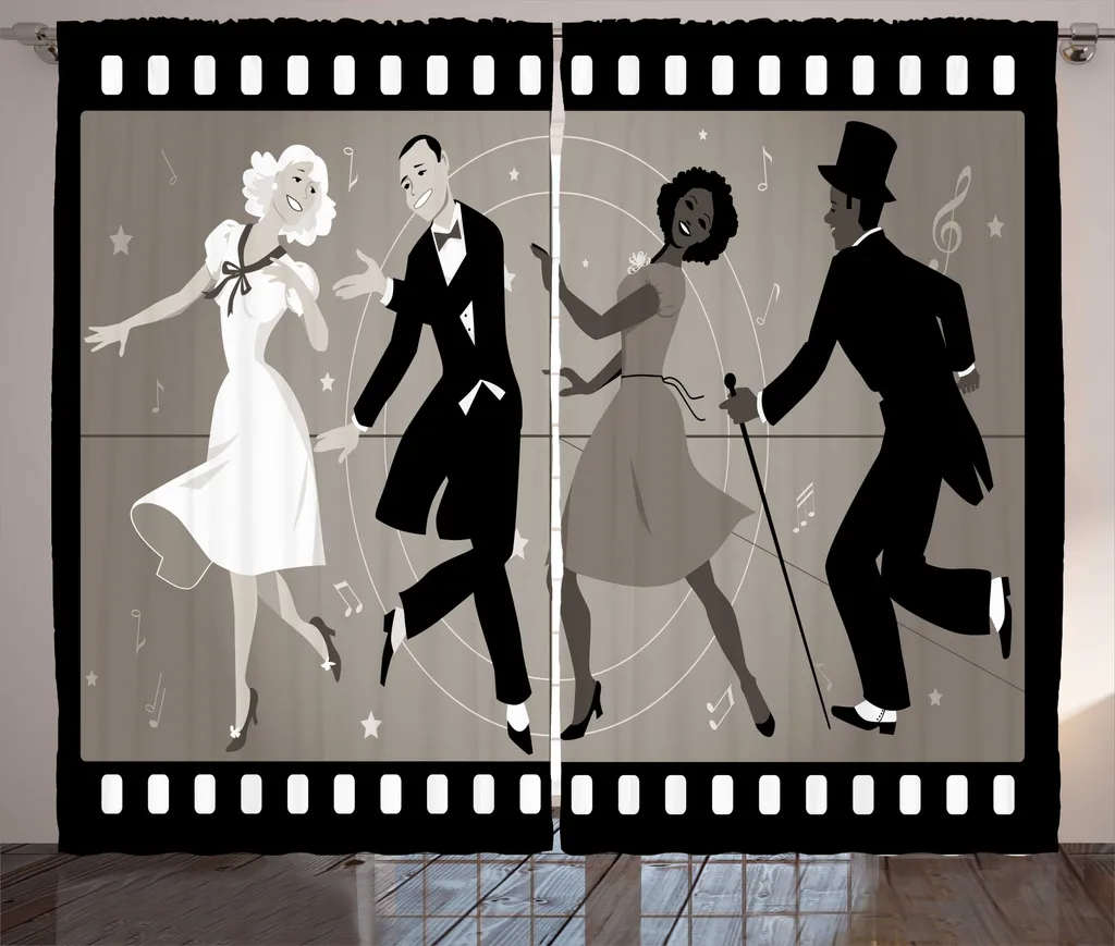 Rideau pour chambre à coucher motif musique et danseurs nostalgiques